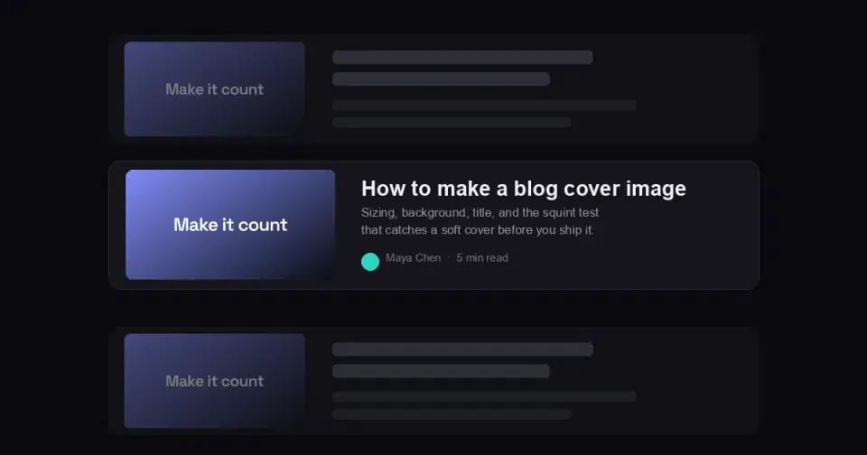 The same cover shrunk to a feed thumbnail among other posts, where it is a fraction of the size you designed it at.
