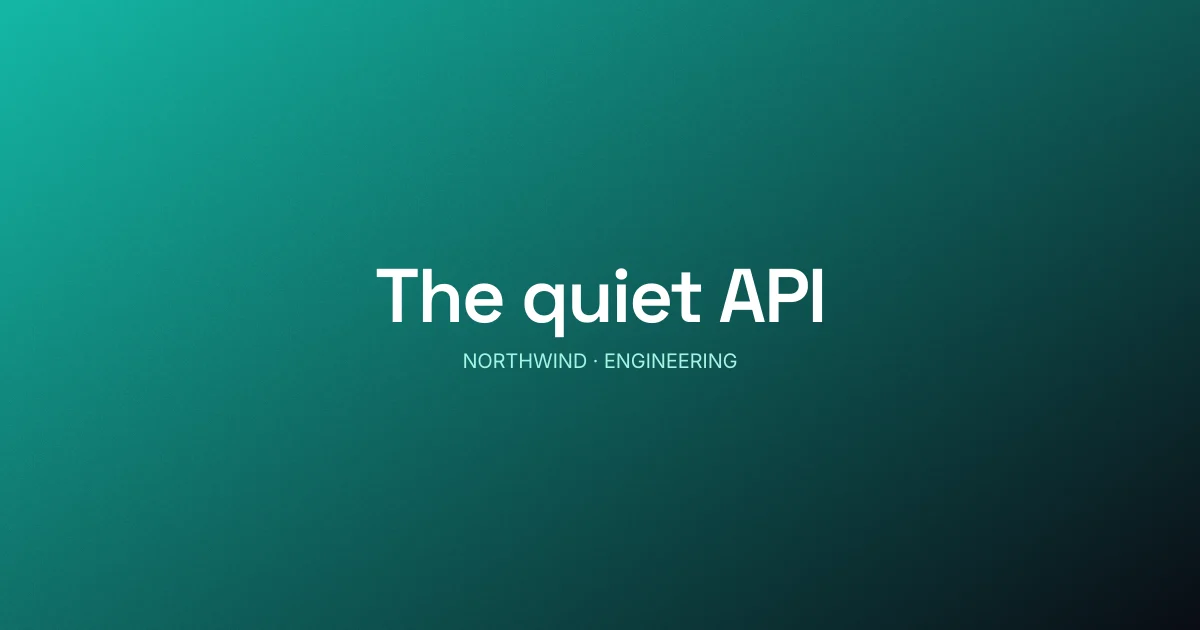 A matching teal cover reading "The quiet API" in the same system.