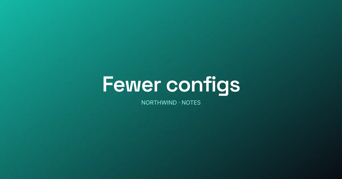 A matching teal cover reading "Fewer configs" in the same system.