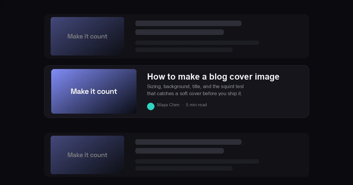 The same cover shrunk to a feed thumbnail among other posts, where it is a fraction of the size you designed it at.