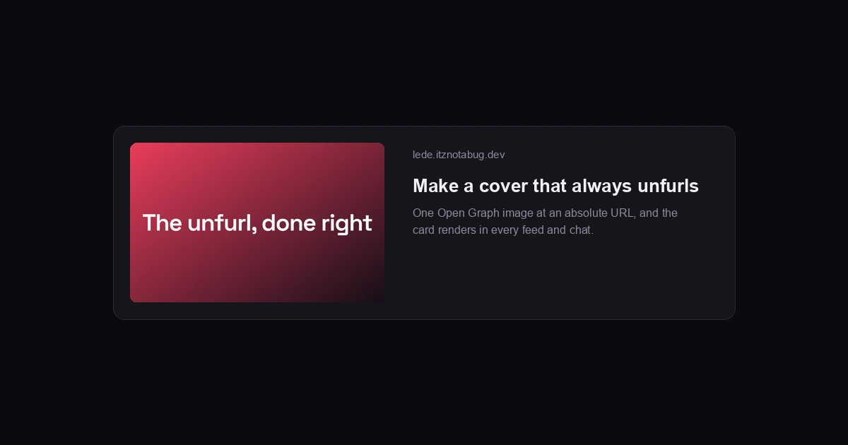 The same card with the cover image unfurled - the post shared with its featured image showing.